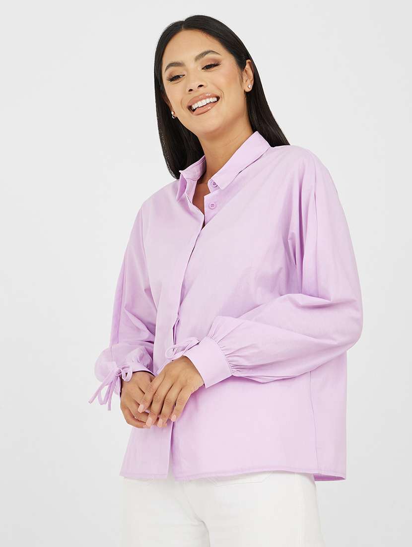 lavender cotton regular shirt