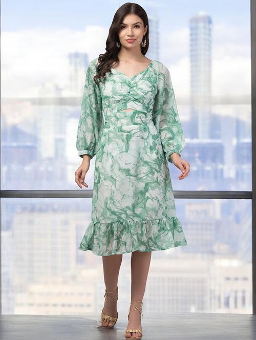 women printed off shoulder a-line dress - 20533931 -  Standard Image - 0