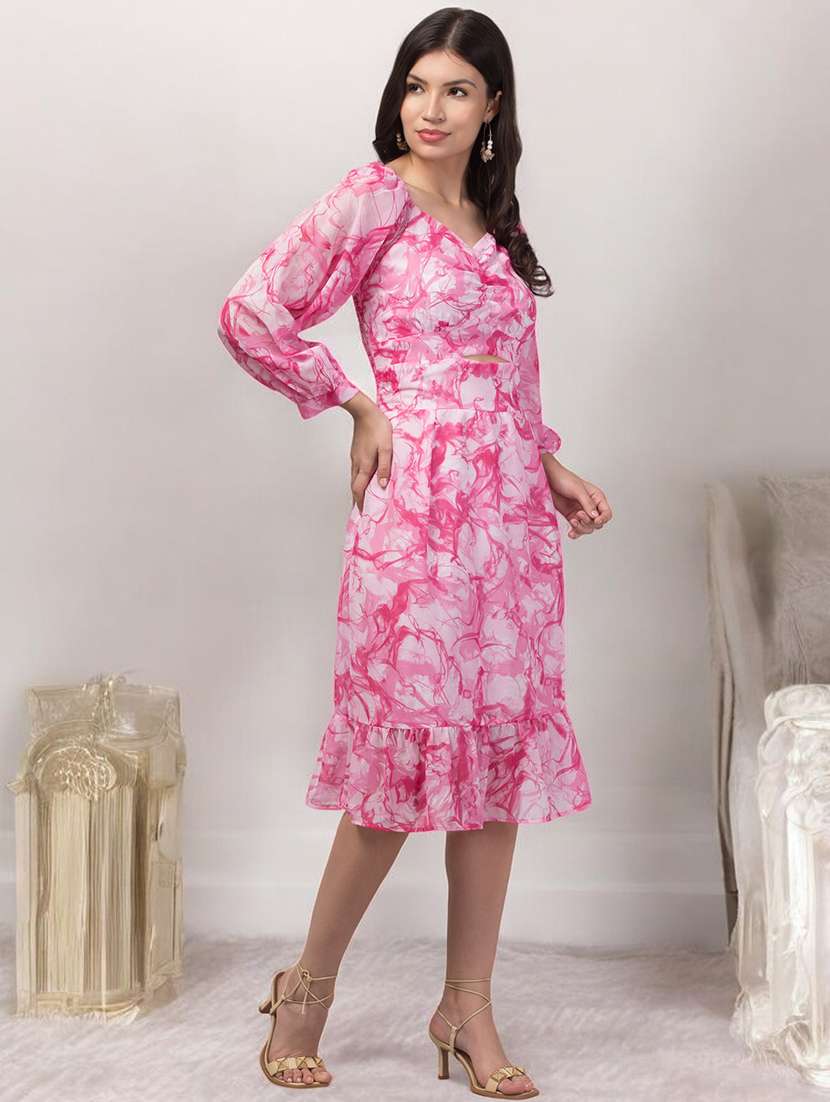 women printed off shoulder a-line dress - 20533934 -  Standard Image - 2