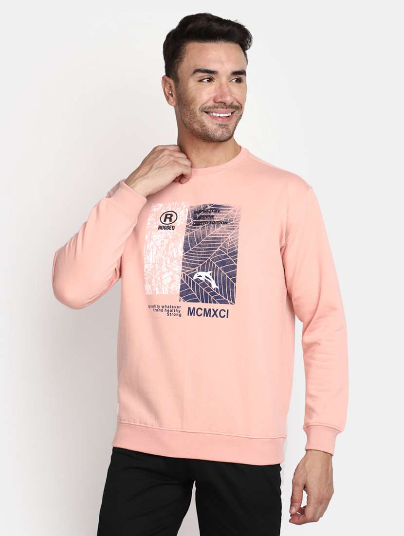 pink khadi cotton chest print sweatshirt