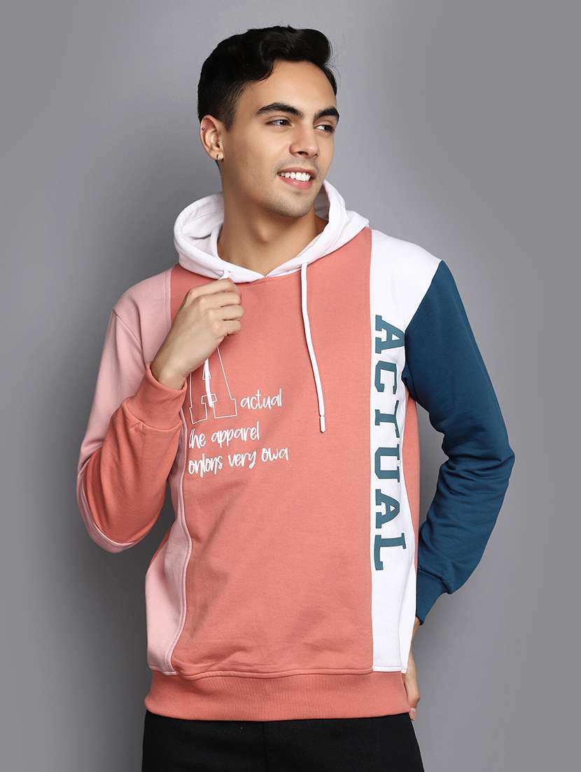 men color block cotton sweatshirt
