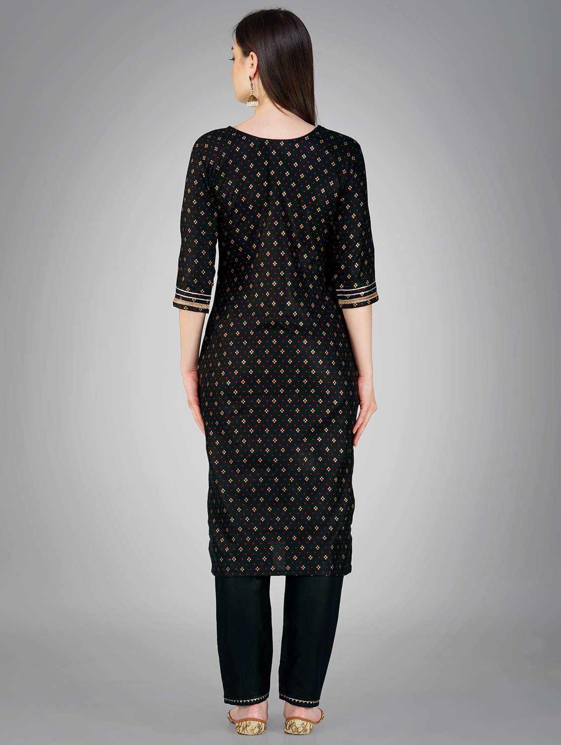 black cotton blend kurta pant set - 20534287 - Standard Image - 2