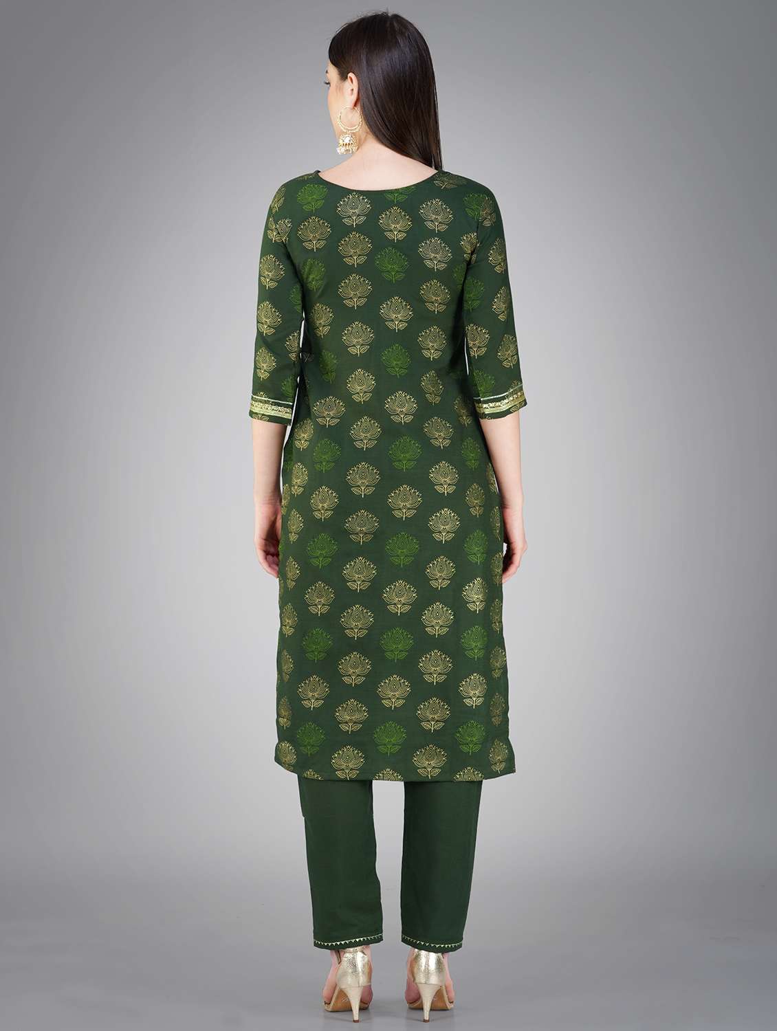 olive cotton blend kurta pant  set - 20534288 -  Standard Image - 2