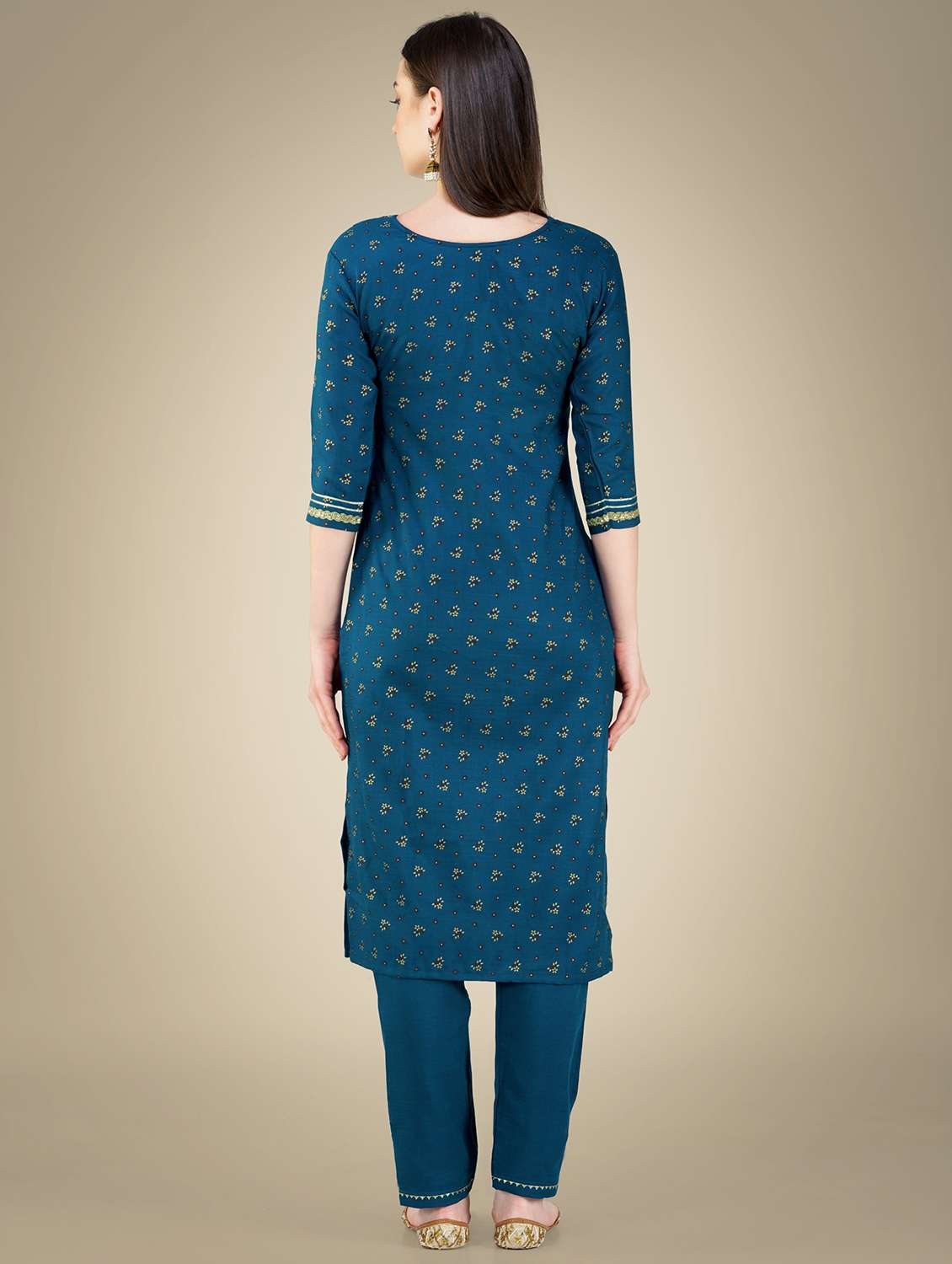 blue cotton blend kurta pant  set - 20534291 -  Standard Image - 2