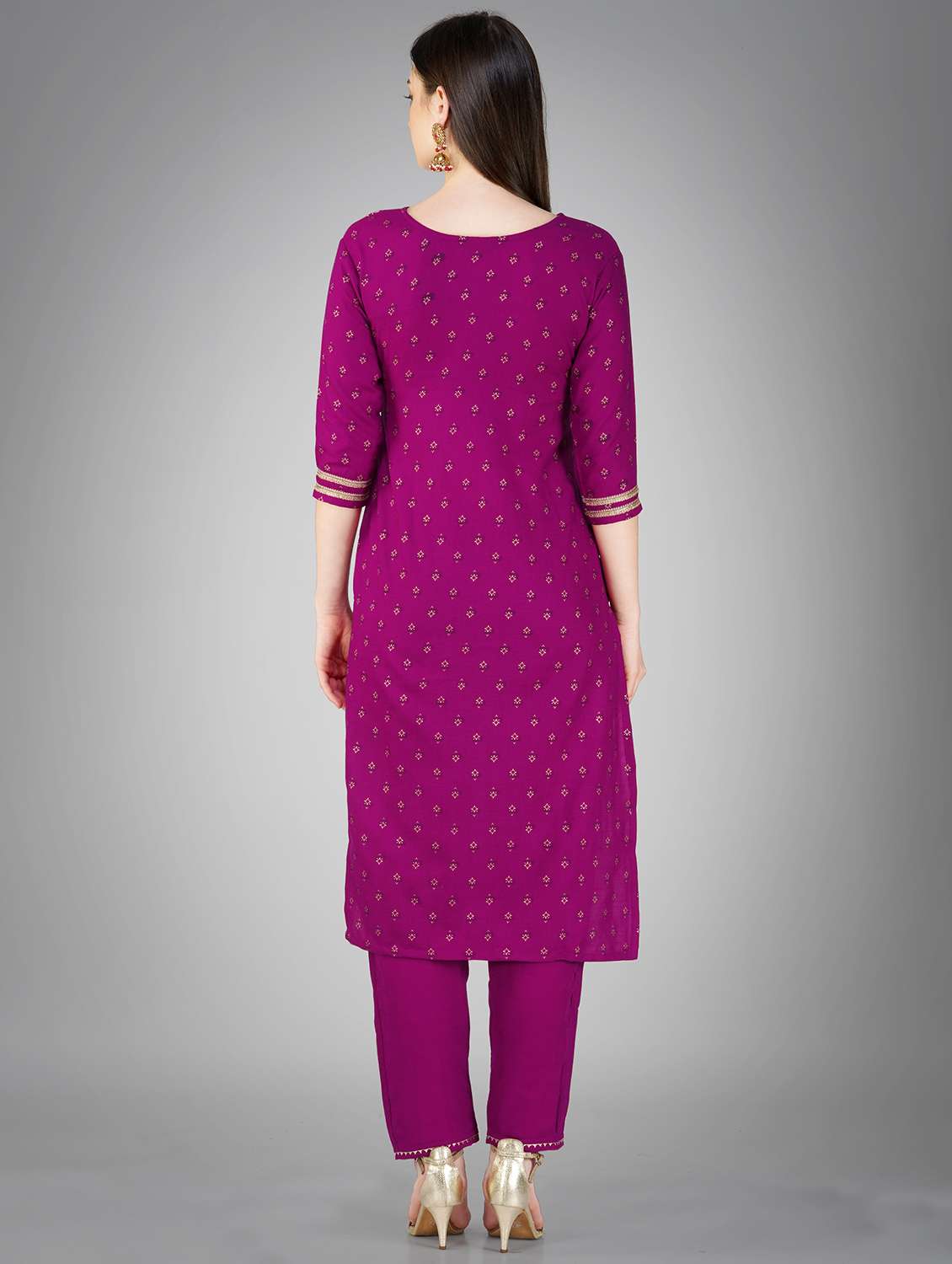 purple cotton blend kurta pant  set - 20534293 -  Standard Image - 2