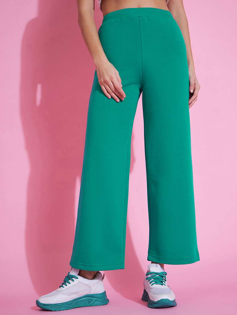women green cotton track pant