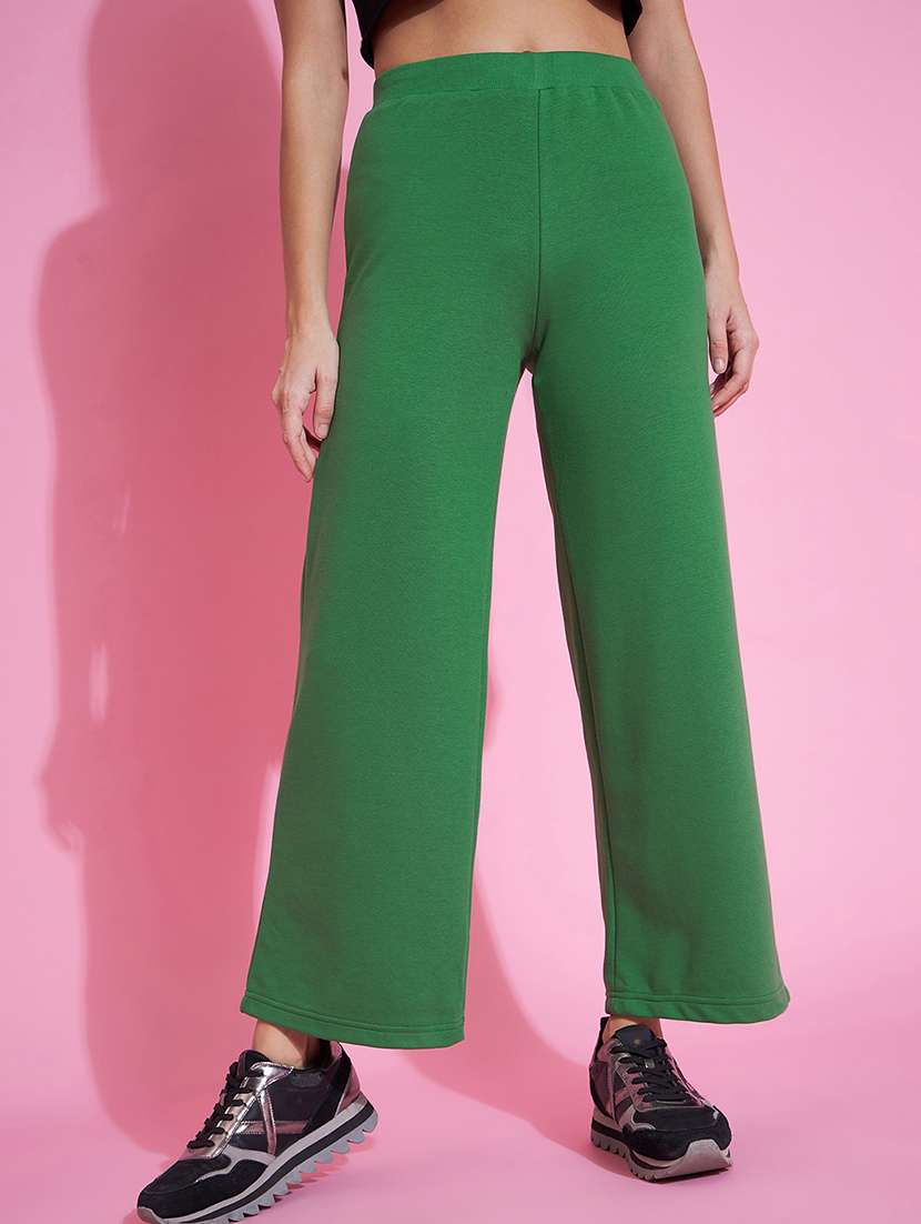 women green cotton track pant