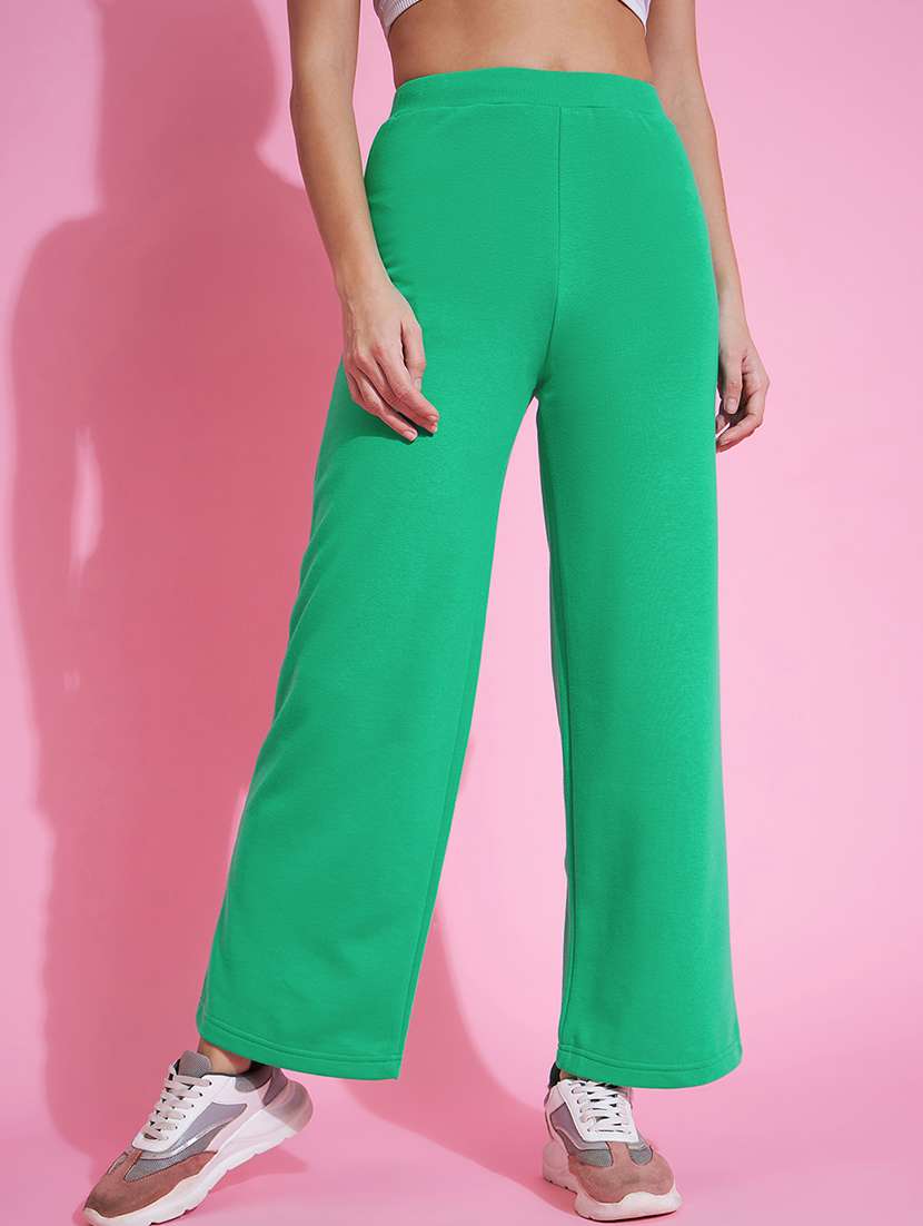 women green cotton track pant