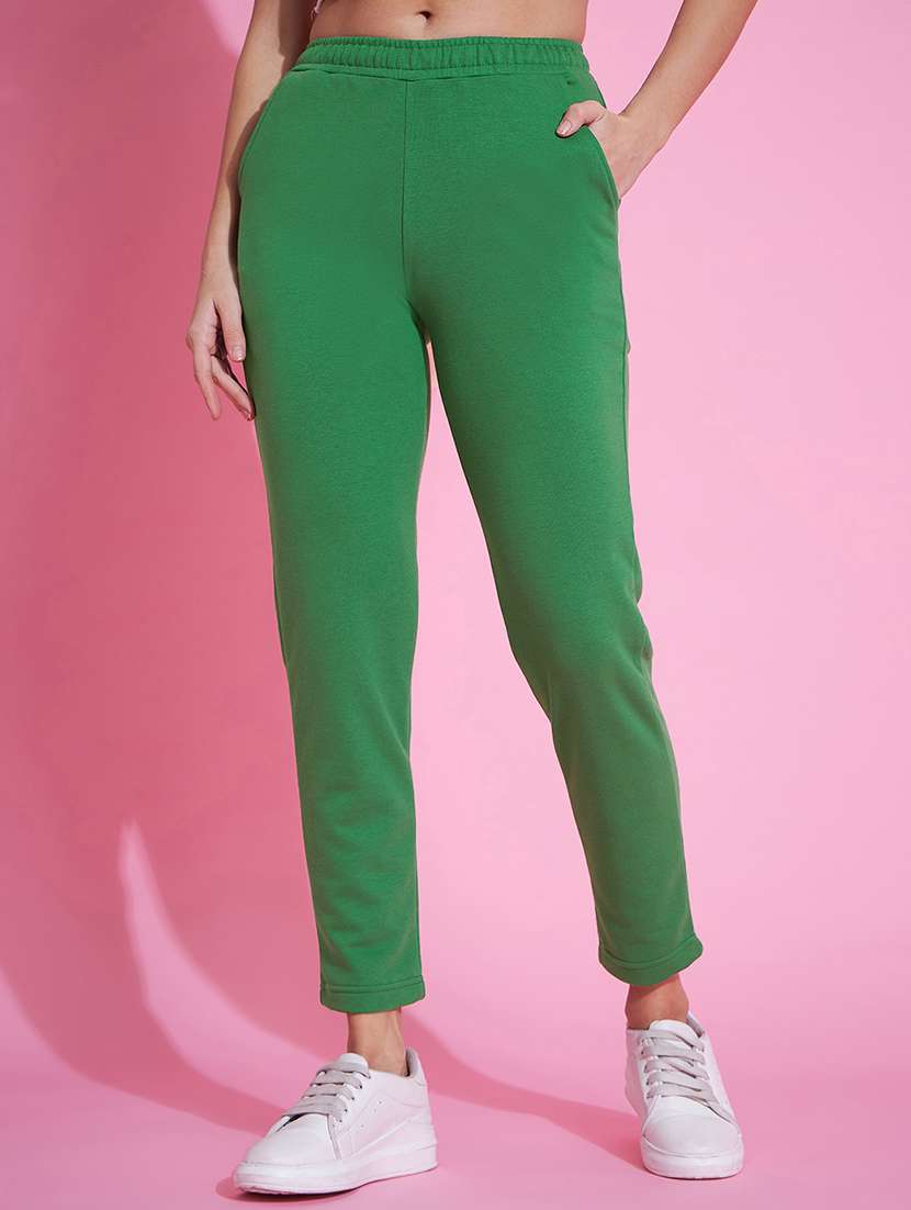 women green cotton track pant