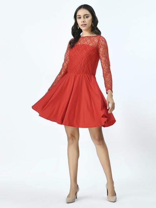 women lace detailed fit & flare dress - 20534377 -  Standard Image - 0