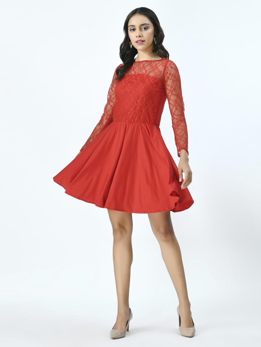 women lace detailed fit & flare dress - 20534377 -  Zoom Image - 0