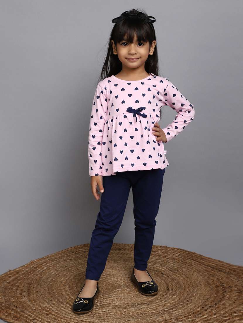 girls printed top & leggings set