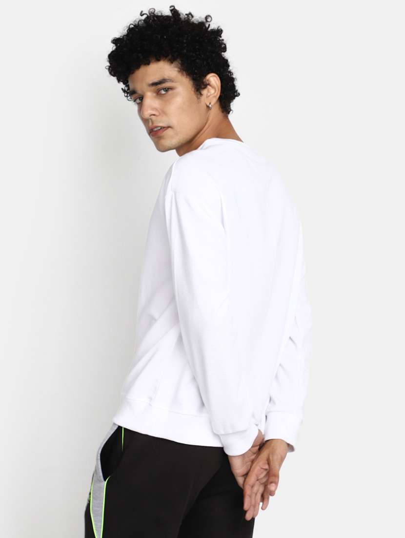 men white cotton solid sweatshirt - 20534953 -  Standard Image - 2