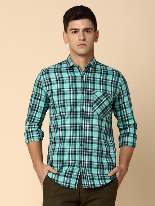 green & black checkered casual shirt - 20535117 - Standard Image - 0