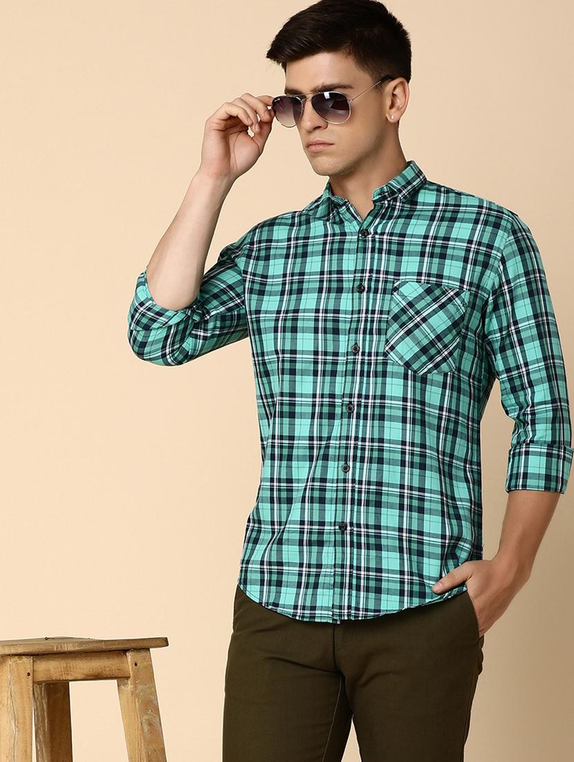 green & black checkered casual shirt - 20535117 - Standard Image - 2