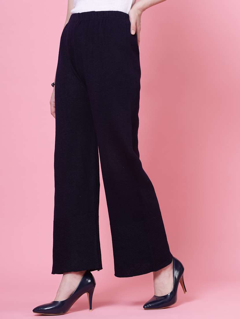 women black wool straight palazzo - 20535177 -  Standard Image - 2