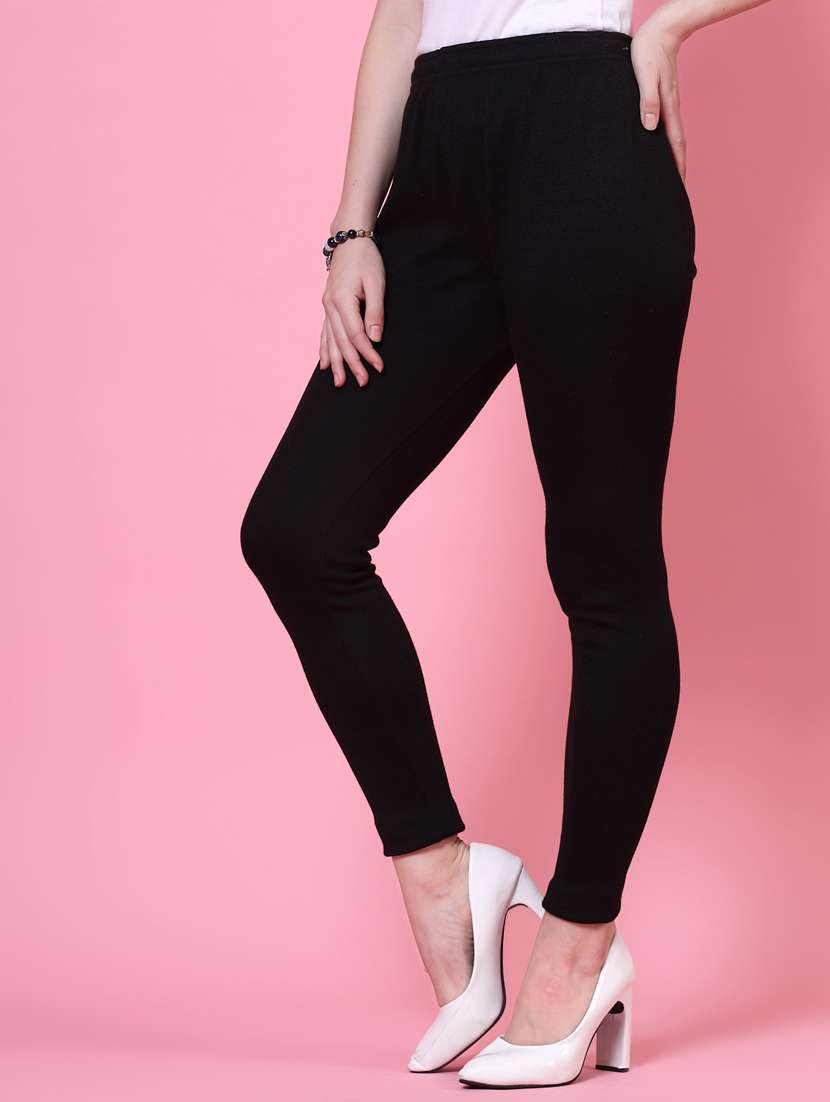 women black woolen legging - 20535192 -  Standard Image - 2