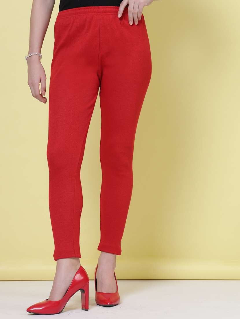 women red woolen legging