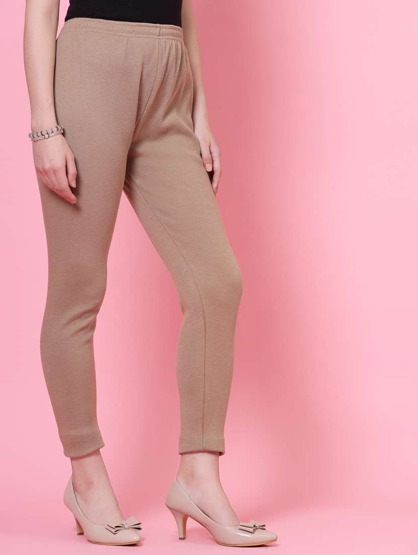 women beige woolen legging - 20535200 -  Standard Image - 2