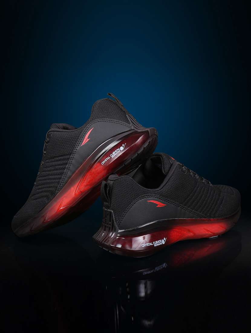 boys black & red fabric sports shoe