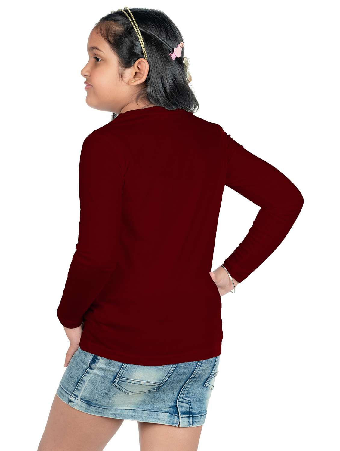 girls maroon chest typography tee - 20535899 -  Standard Image - 2
