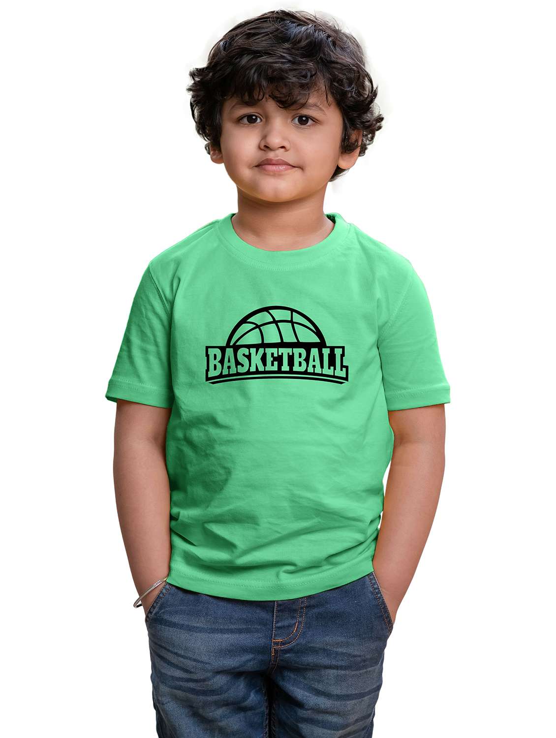 boys round neck chest printed t-shirt
