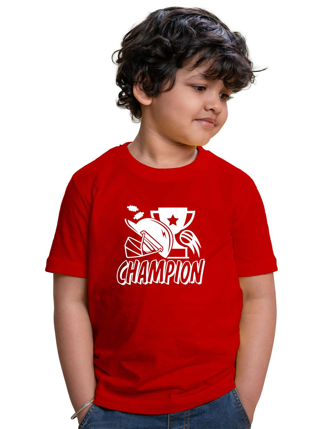 boys round neck front printed t-shirt