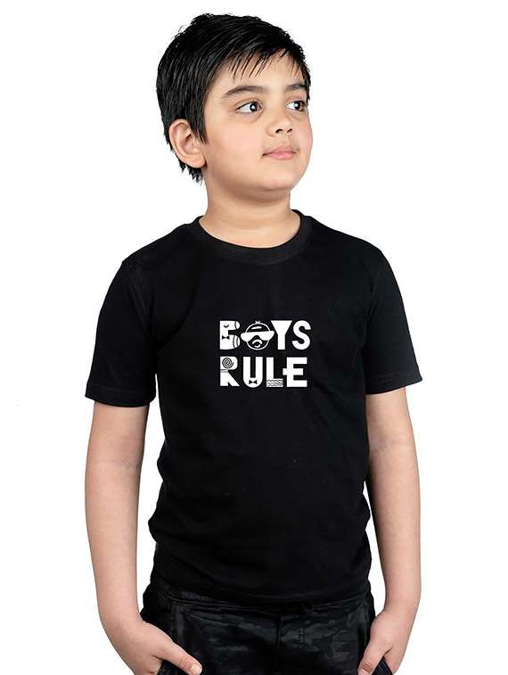 boys round neck chest printed t-shirt