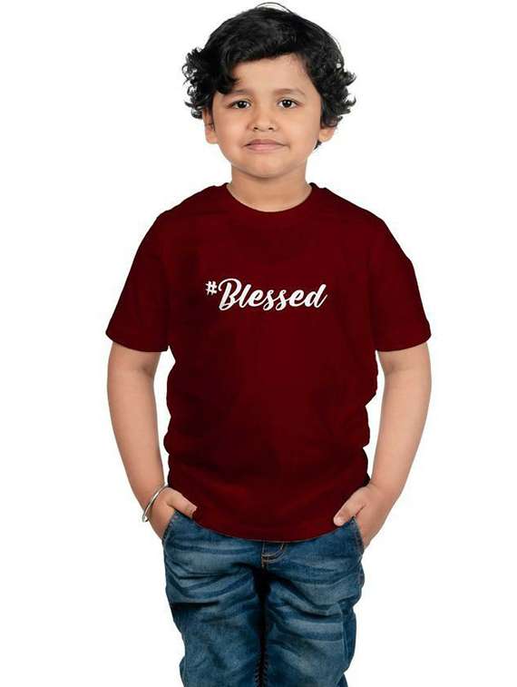 boys round neck chest printed t-shirt