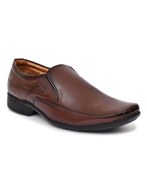 men brown solid slip on shoes - 20536321 - Standard Image - 0