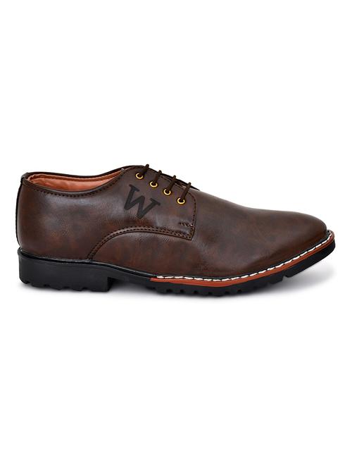 men brown solid lace-up derby - 20536339 -  Standard Image - 0