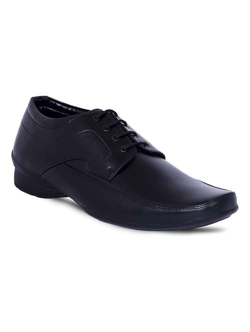 men black solid lace-up derby - 20536373 - Standard Image - 0