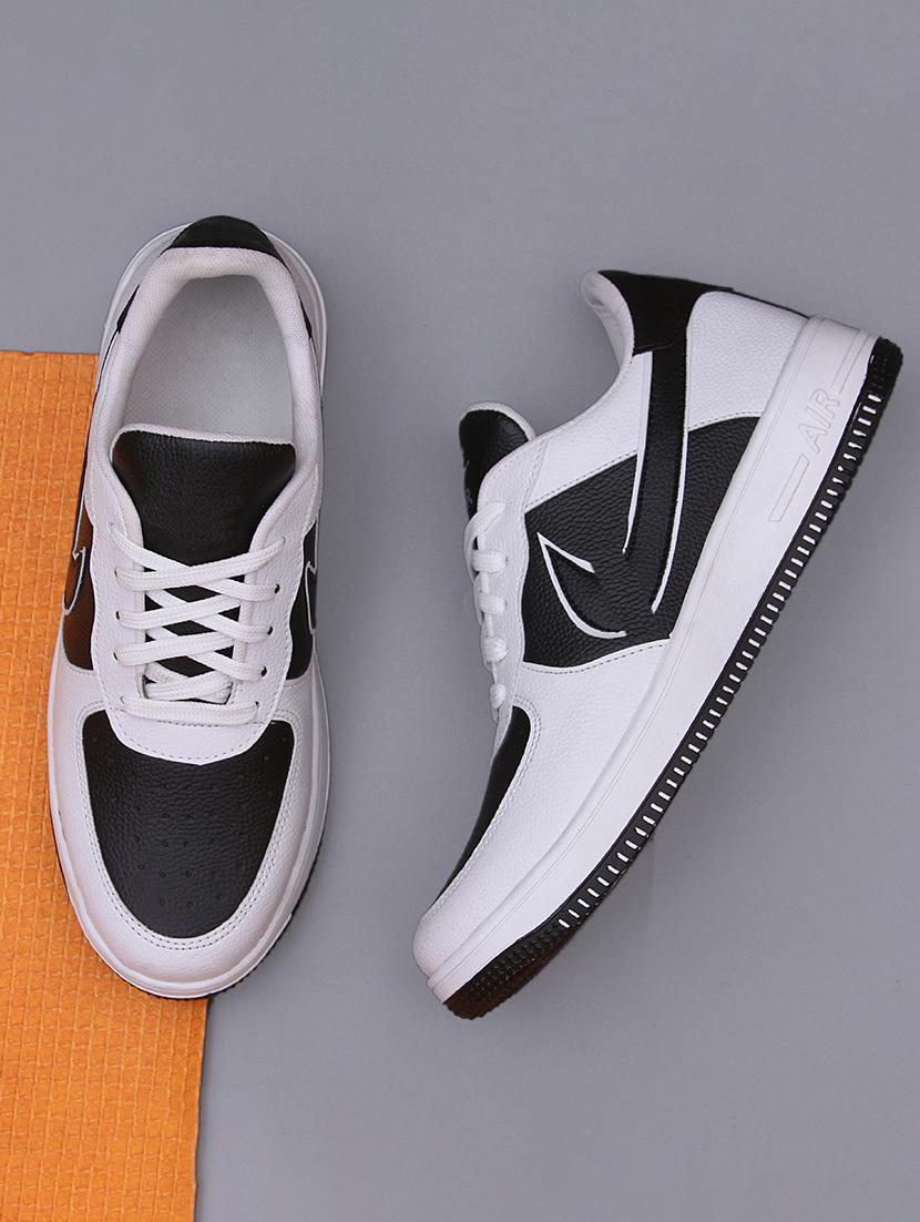 men color block white and black lace up sneaker - 20536437 -  Zoom Image - 0