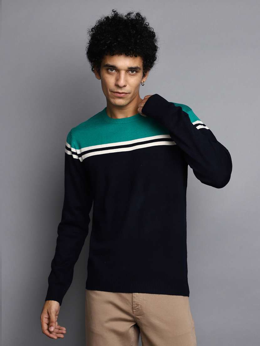 men color blocked pullover