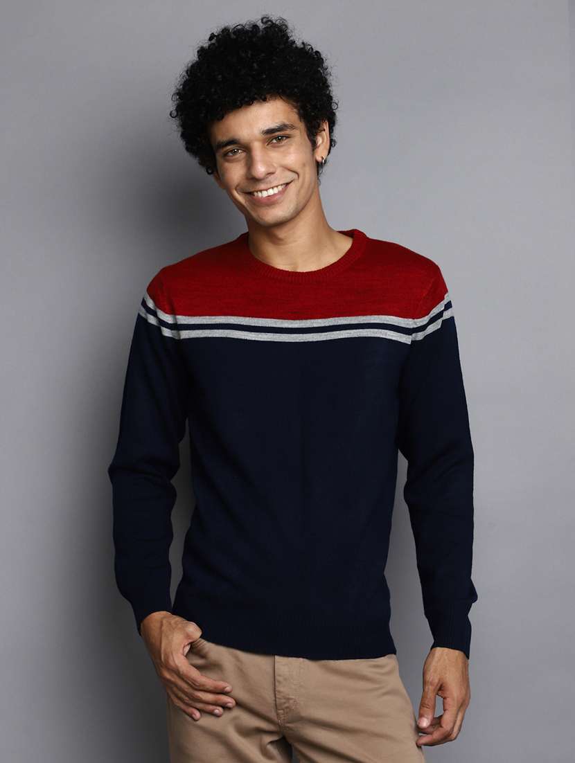 men color blocked pullover