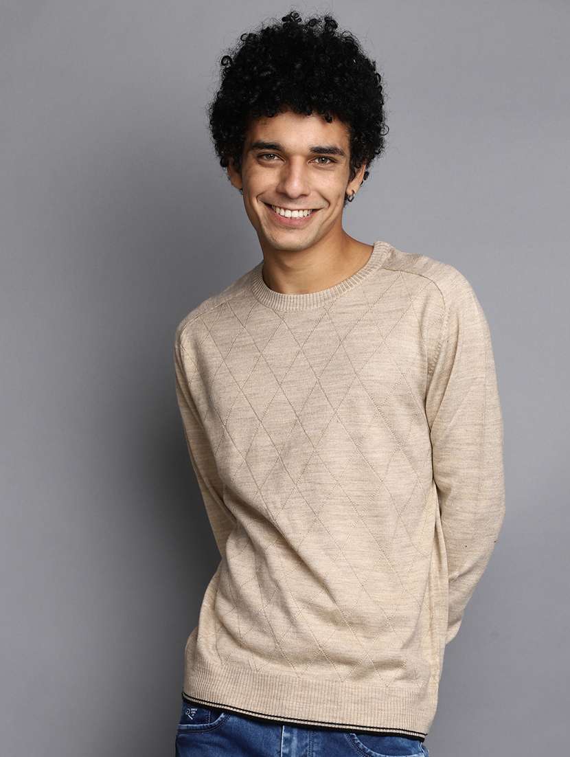 men self designed crew neck pullover