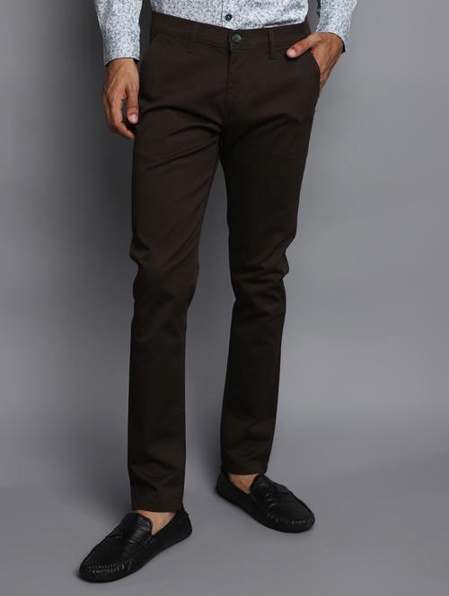 men dark brown cotton chino trouser - 20536627 -  Standard Image - 0