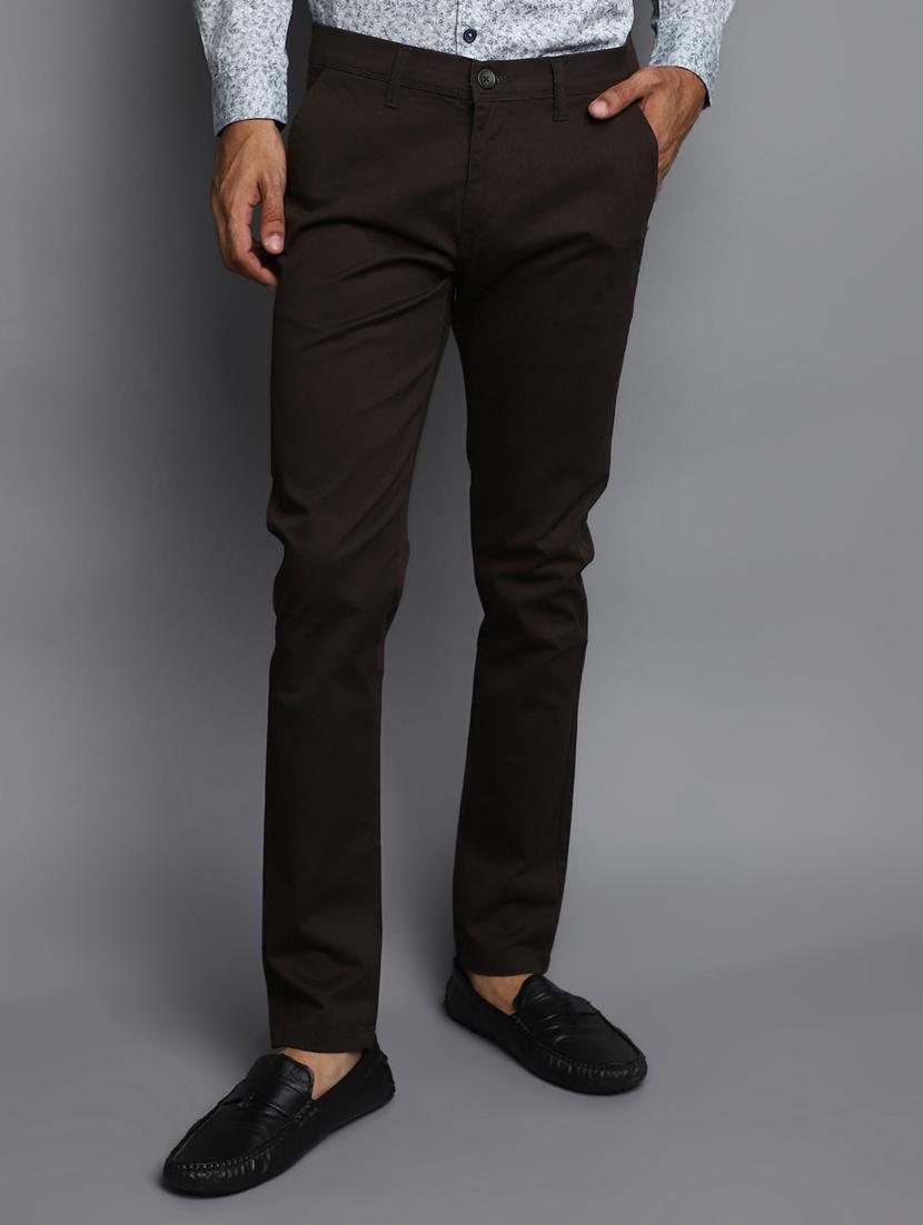 men dark brown cotton chino trouser