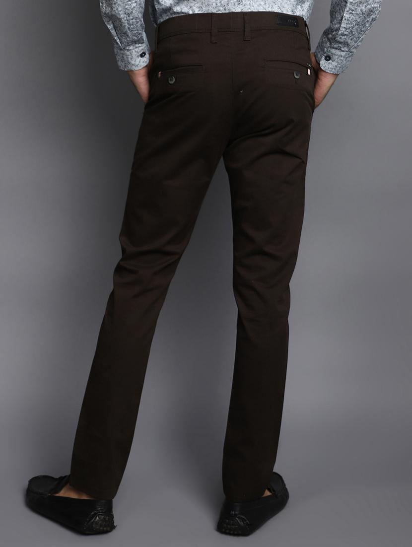 men dark brown cotton chino trouser - 20536627 - Standard Image - 2