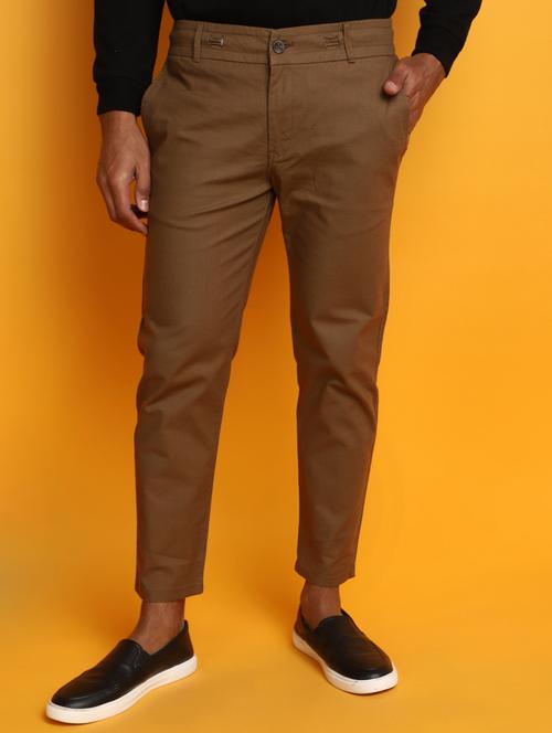 men mid rise solid chinos casual trouser - 20536631 -  Standard Image - 0