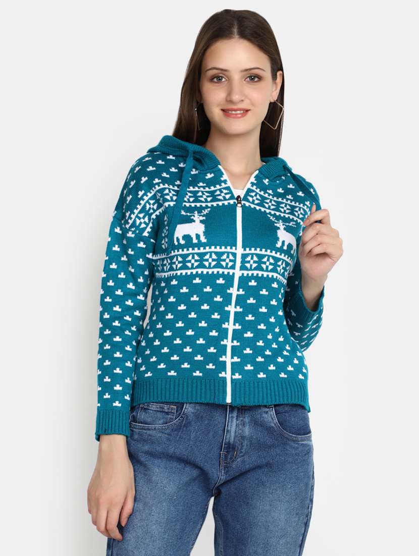 teal acrylic cardigan