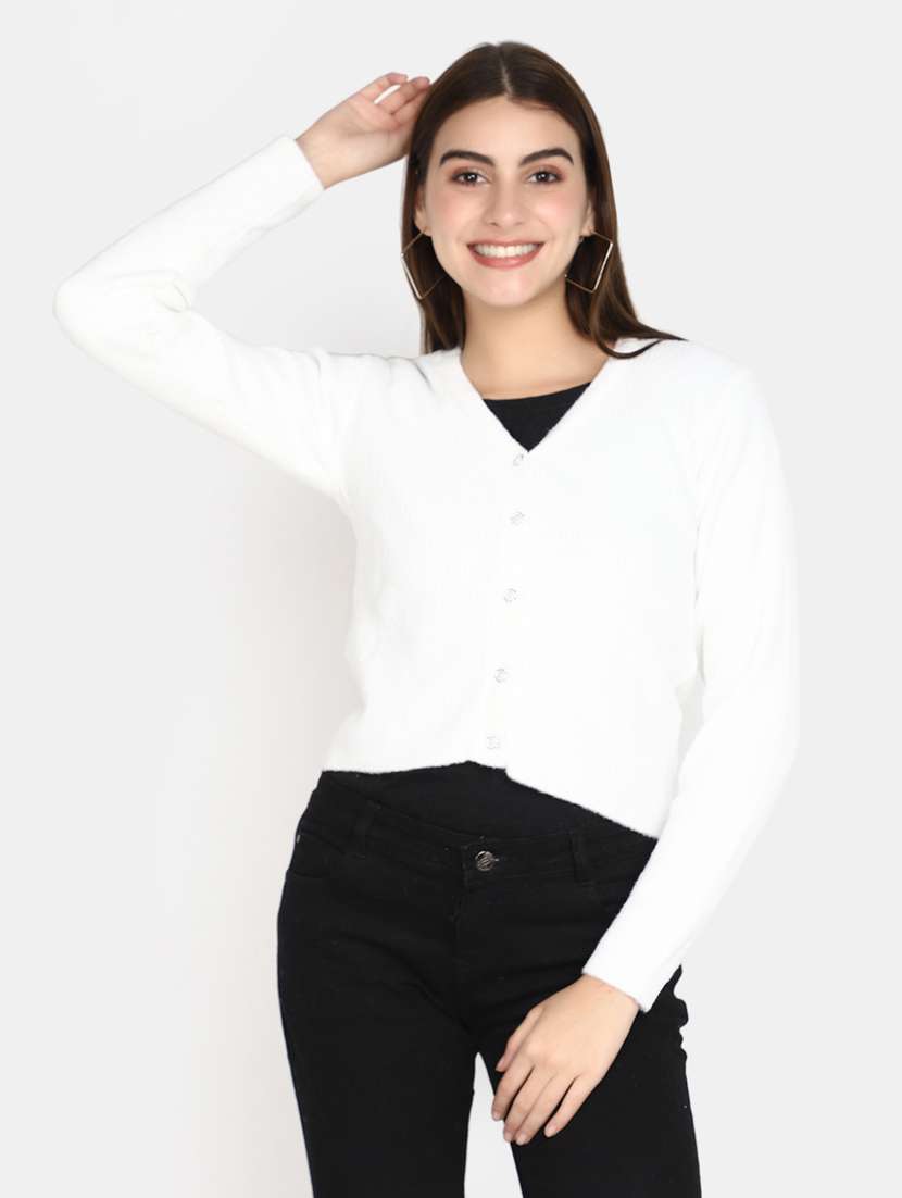 white acrylic cardigan