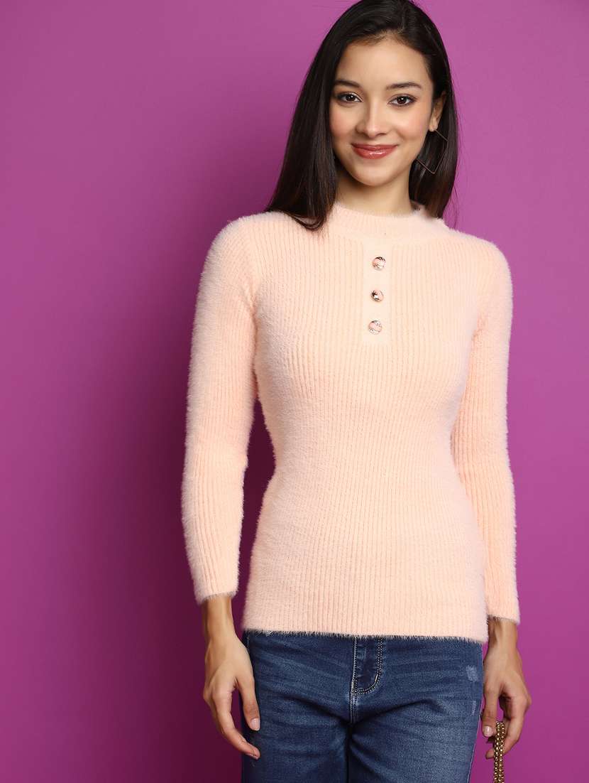 women long sleeved solid pullover