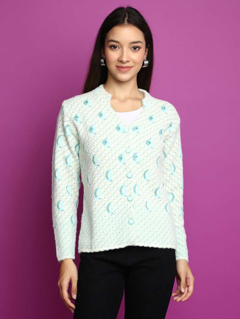 women long sleeved self design cardigan