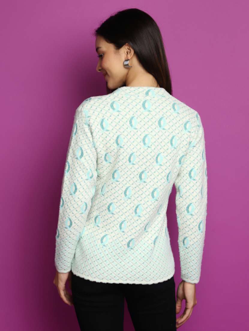 women long sleeved self design cardigan - 20536709 -  Standard Image - 2