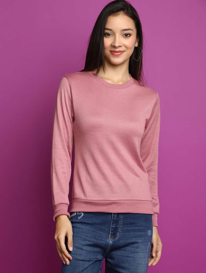 women long sleeved solid pullover