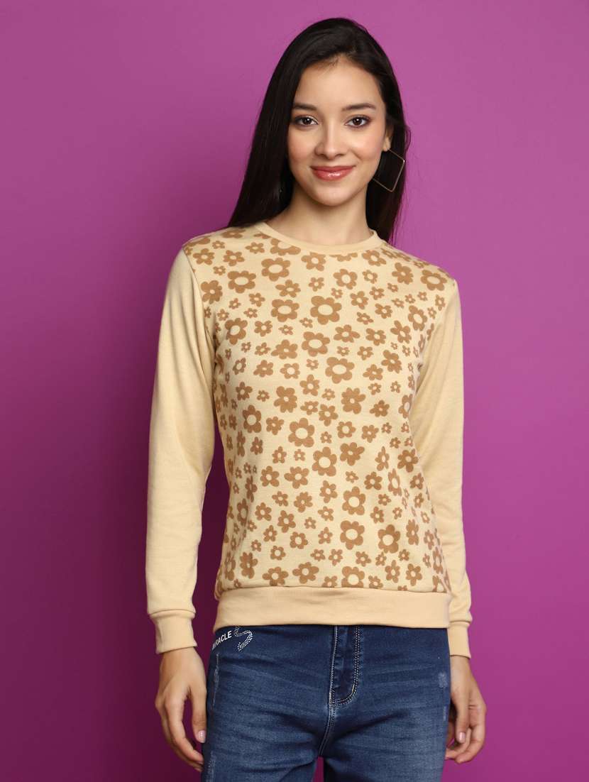 women long sleeved floral pullover