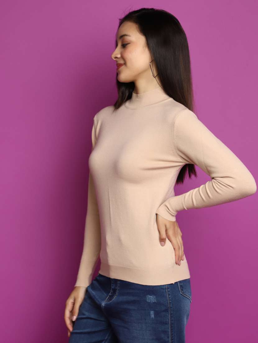 women beige solid pullover - 20536732 -  Standard Image - 2