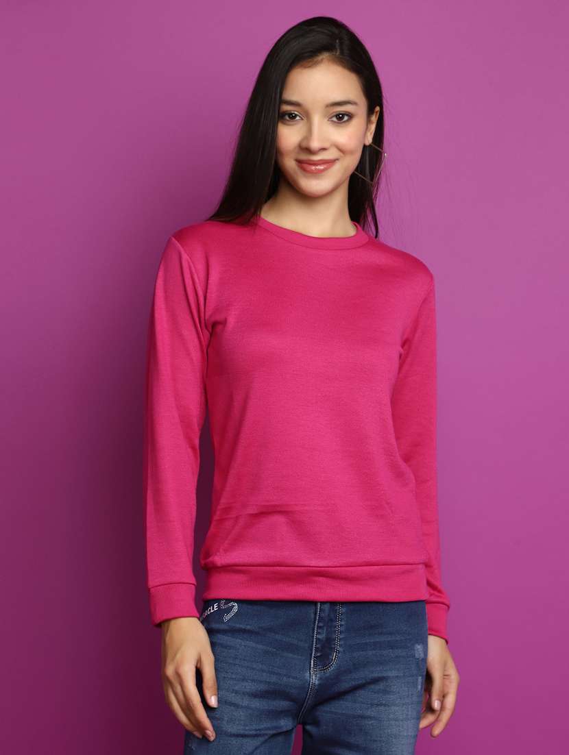women long sleeved solid pullover
