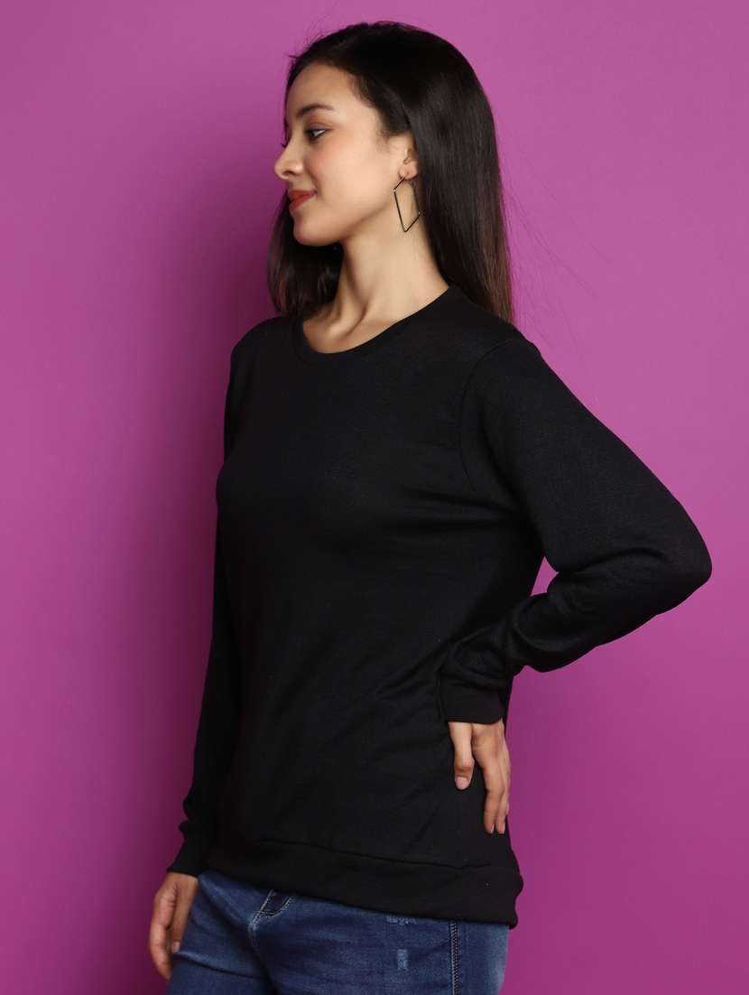 women long sleeved solid pullover - 20536737 - Standard Image - 2
